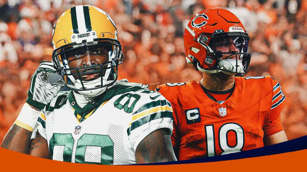 Former Green Bay Packers wide receiver James Jones with a thought bubble that says "clueless." Also, there's a photo of Chicago Bears quarterback Caleb Williams next to him.
