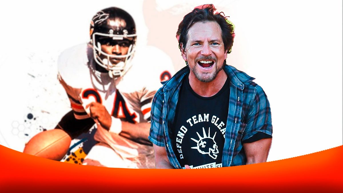 Eddie Vedder with a Walter Payton/Bears-themed BG.