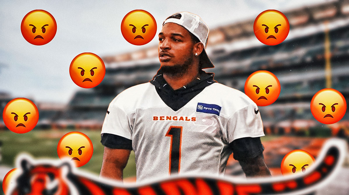 Ja'Marr Chase in Bengals clothes. Angry emojis.