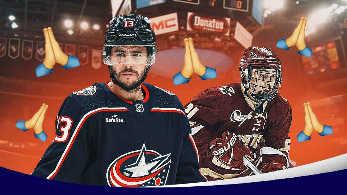 Johnny and Matthew Gaudreau surrounded by prayer hand emojis