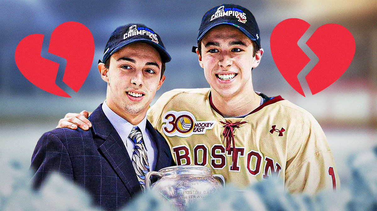 Johnny and Matthew Gaudreau surrounded by broken heart emojis