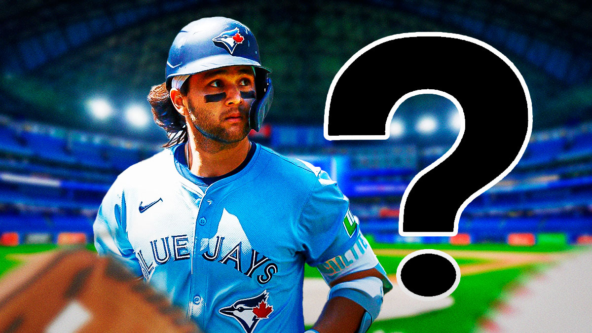 Bo Bichette (Blue Jays) with Rogers Centre (Toronto) and big question mark in background