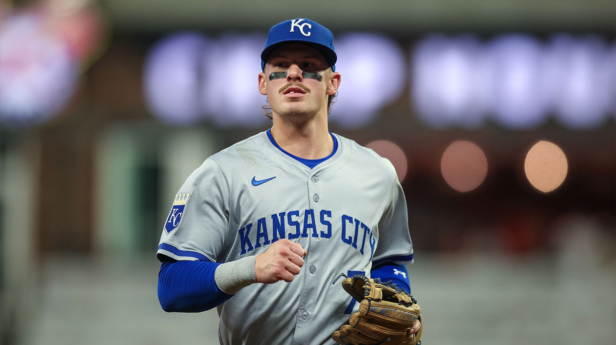 Kansas City Royals shortstop Bobby Witt Jr. (7) runs off the field against the Atlanta Braves in the fourth inning at Truist Park.
