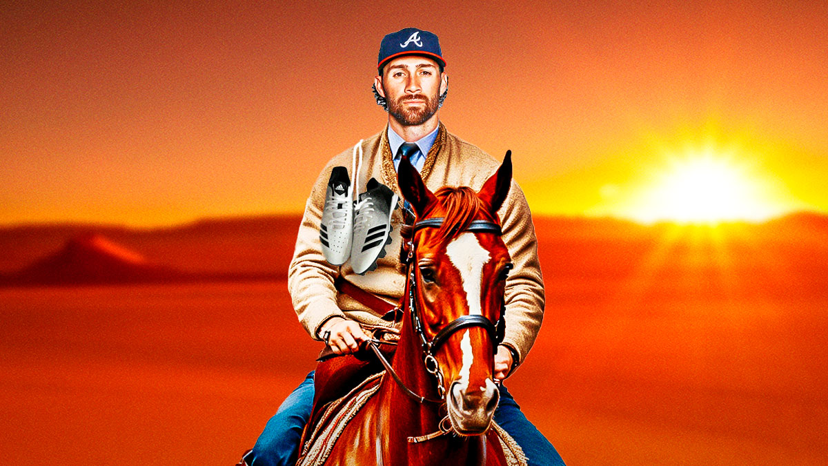 Braves Charlie Culberson riding off into the sunset with his cleats hung up next to him.