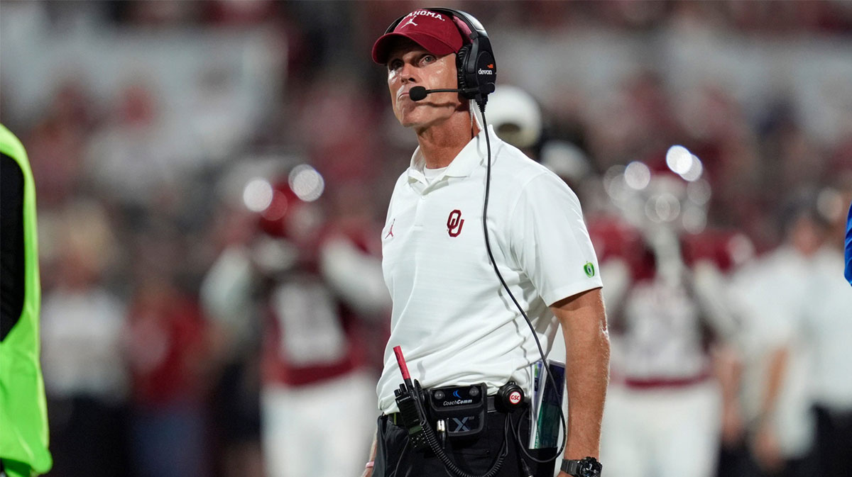 Oklahoma coach Brent Venables stands on the sideline during a college football game between the University of Oklahoma Sooners (OU) and the Tennessee Volunteers at Gaylord Family - Oklahoma Memorial Stadium in Norman, Okla., Saturday, Sept. 21, 2024.