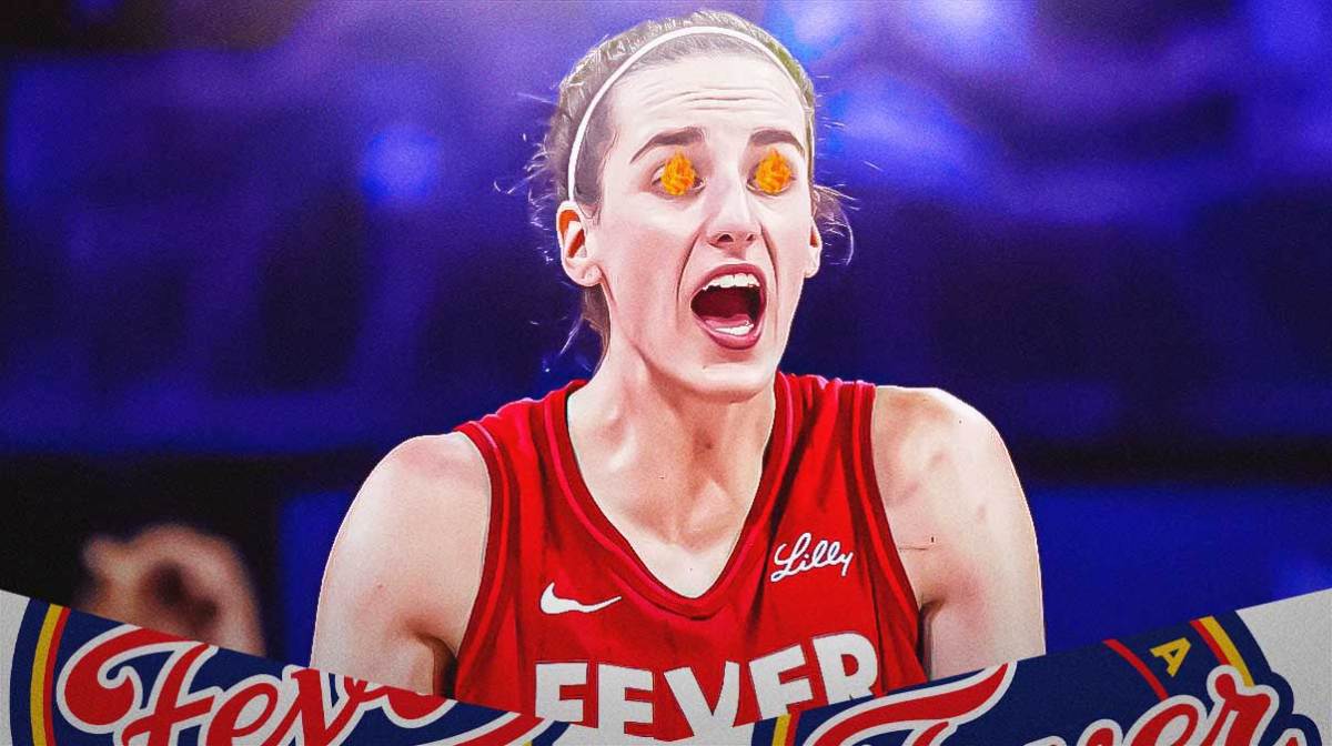 Caitlin Clark with fire on her eyes.