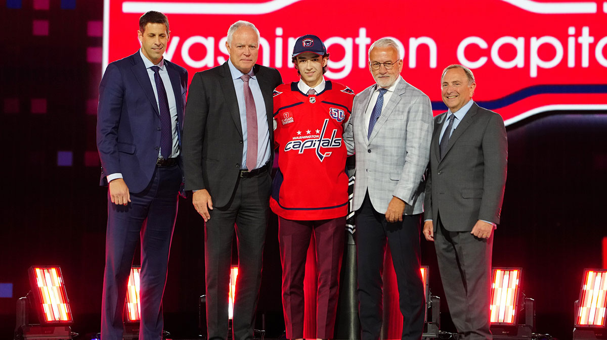 Terik Parascak is selected by the Washington Capitals with the 17th overall pick in the first round of the 2024 NHL Draft at The Sphere.