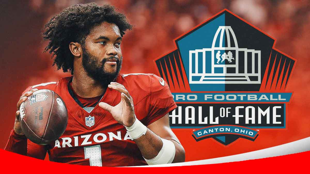 Kyler Murray looking at the Pro Football Hall of Fame