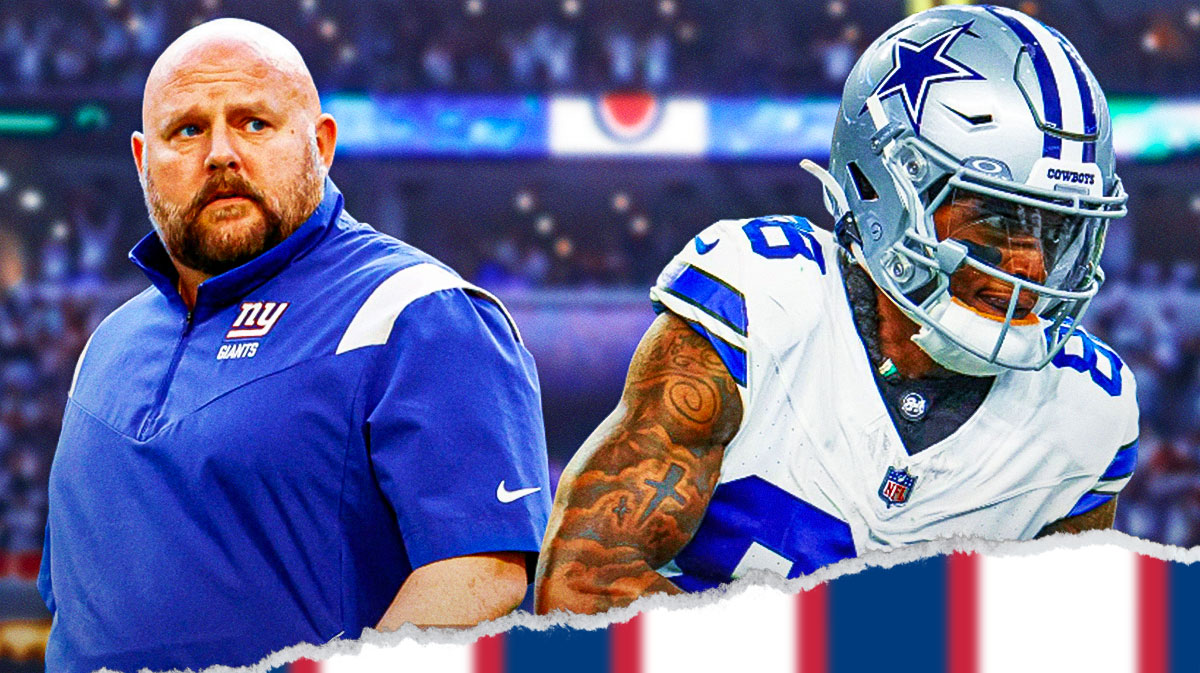 A concerned Giants' Brian Daboll next to a fired up CeeDee Lamb