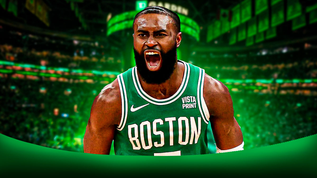 Celtics Jaylen Brown surrounded by green aura at TD Garden