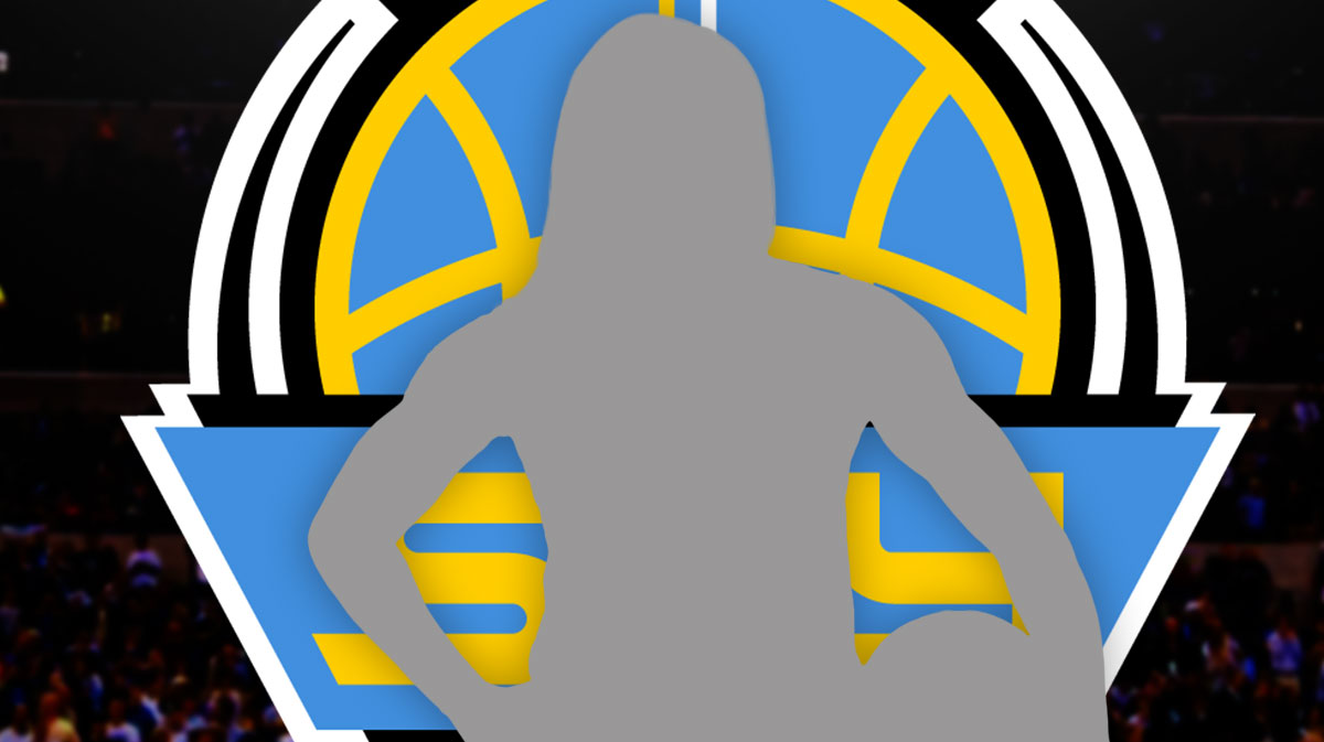 Chicago Sky logo with roster player, shadow of Kaela Davis, Angel Reese, Diamond DeShields out of frame