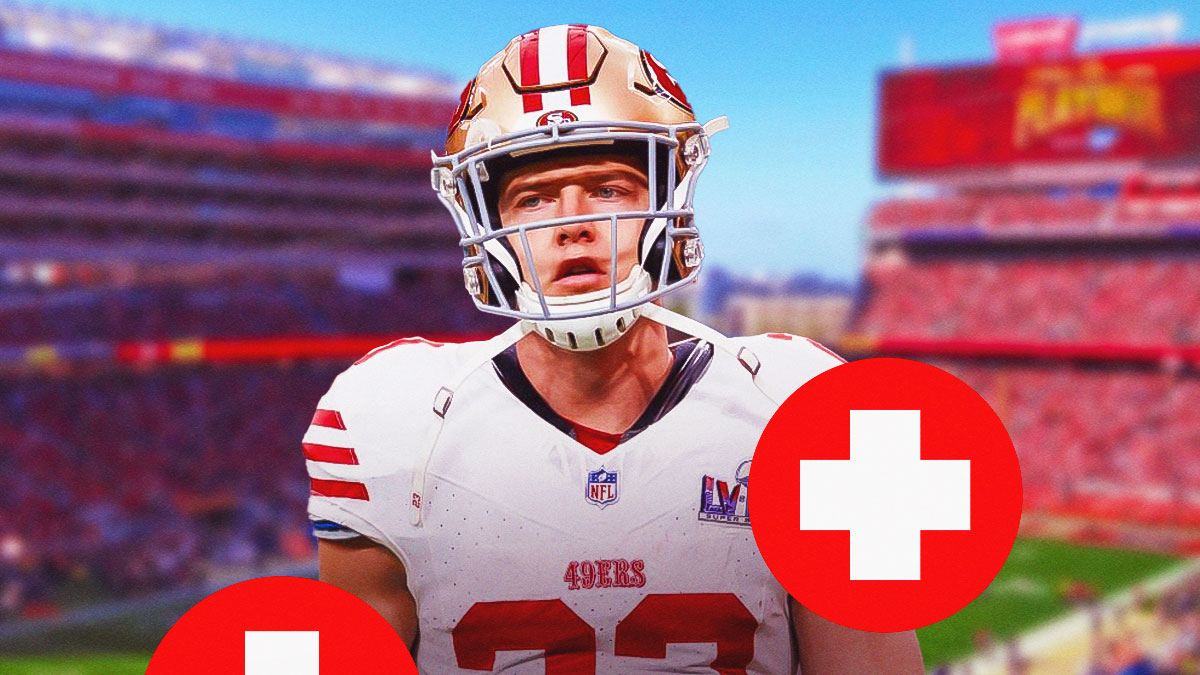 Christian McCaffrey with medical Red Cross symbol
