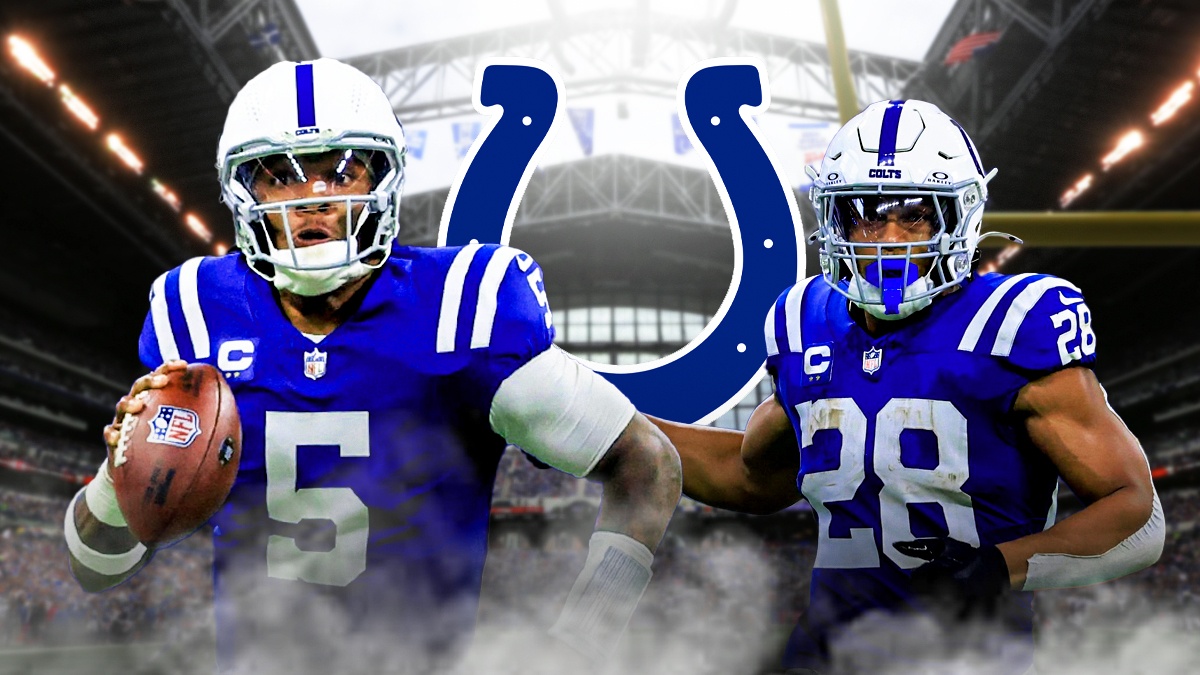 Colts' Anthony Richardson next Jonathan Taylor next to injury report reporters
