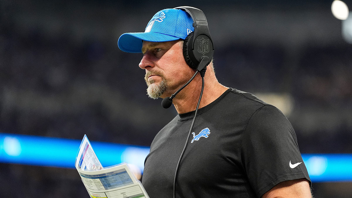 Detroit Lions head coach Dan Campbell watches a play against Tampa Bay Buccaneers during the second half at Ford Field in Detroit on Sunday, September 15, 2024.