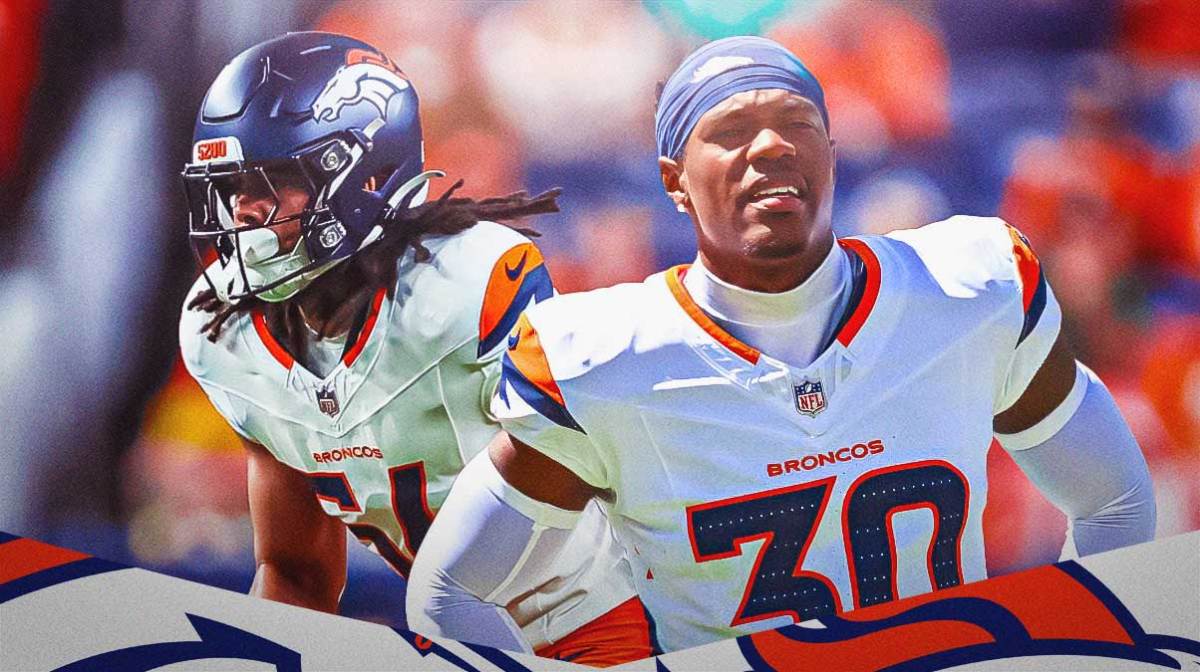 Levelle Bailey and Tanner McCalister in Denver Broncos uniforms as both players will be elevated from the practice squad for Week Four.