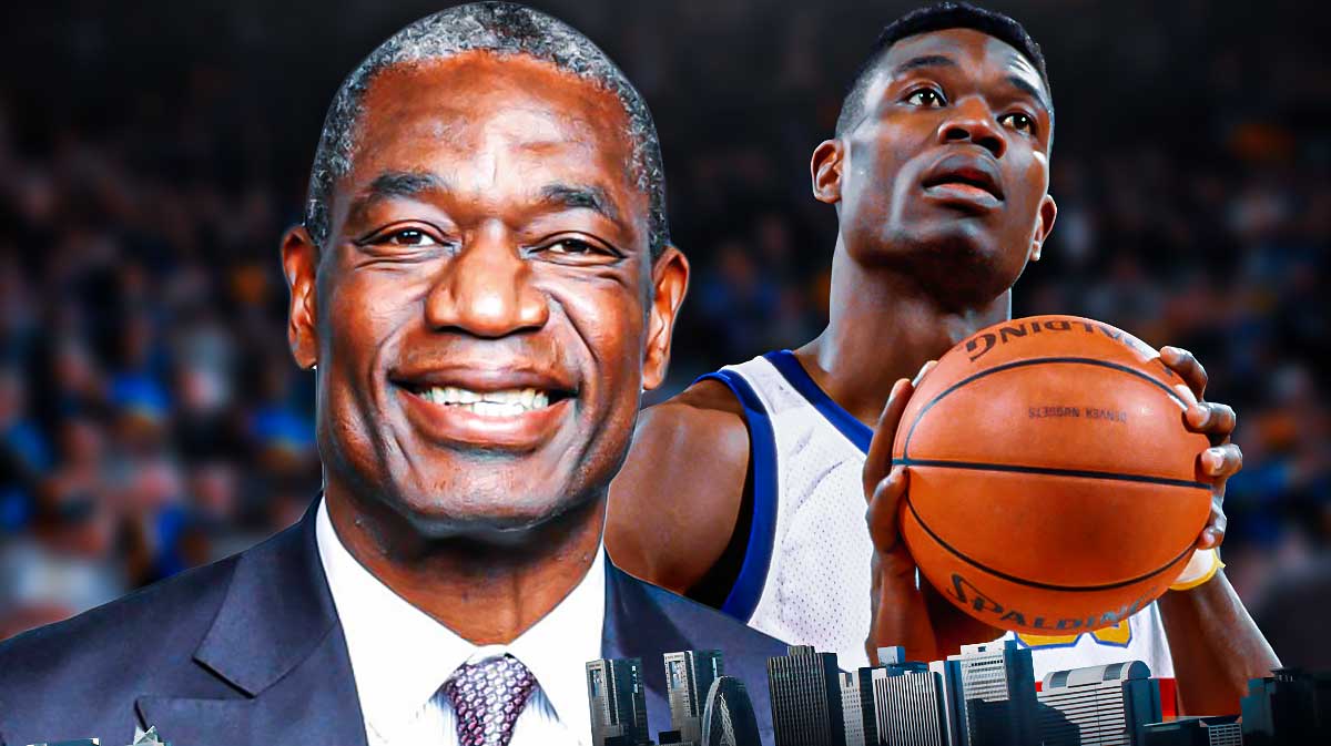 dikembe mutombo in a suit and playing basketball