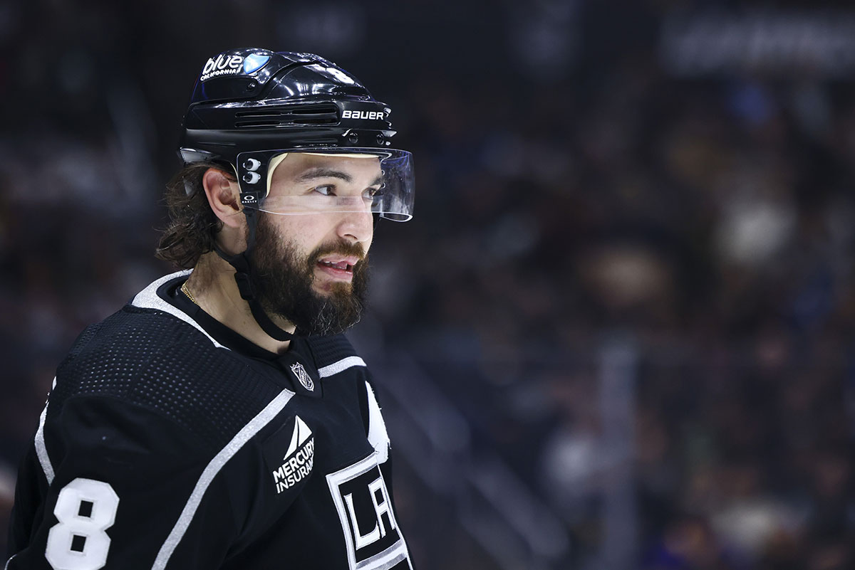 Los Angeles Kings defenseman Drew Doughty (8) looks on during the third period of a game against the Vancouver Canucks at Crypto.com Arena.