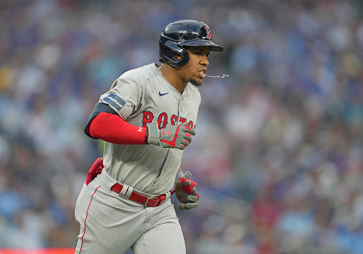 Boston Red Sox second base Enmanuel Valdez (47) runs the bases after hitting a home run against the Toronto Blue Jays during fourth inning at Rogers Centre.