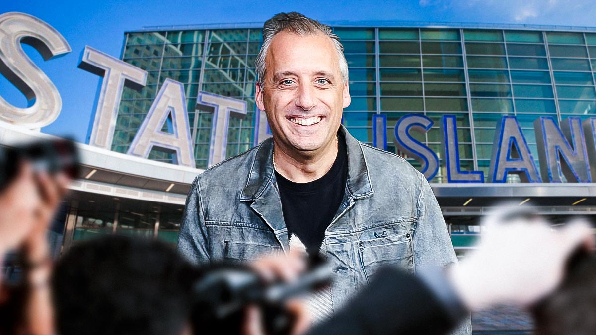 Former Impractical Jokers star Joe Gatto with Staten Island, New York background.