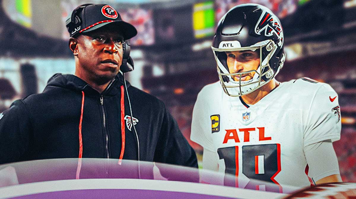 Falcons Kirk Cousins and Raheem Morris looking disappointed