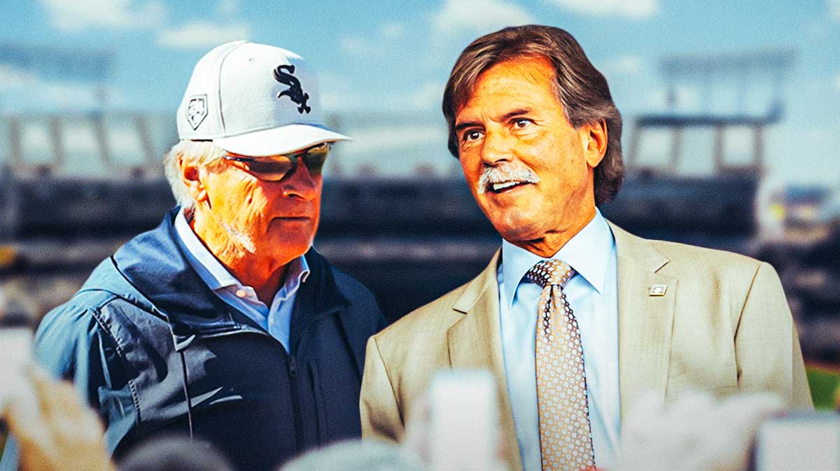 Tony La Russa and Dennis Eckersley in front of Oakland Coliseum