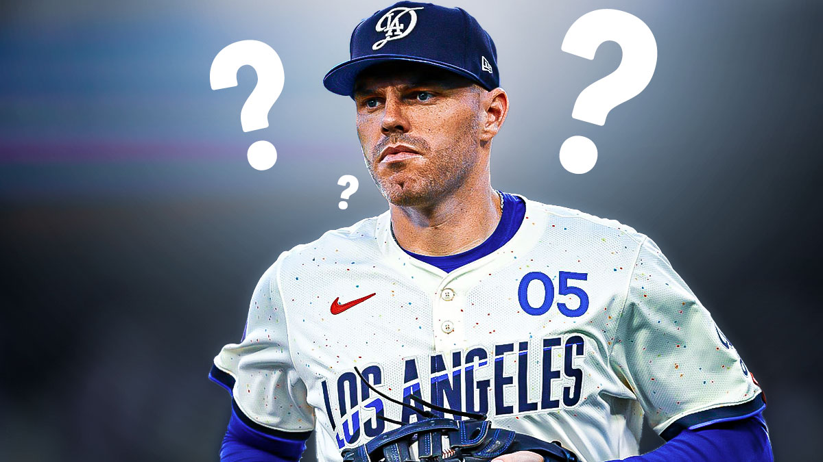 Dodgers star Freddie Freeman with question marks above