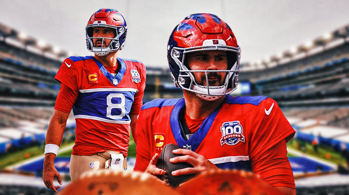 Daniel Jones in a Giants jersey.