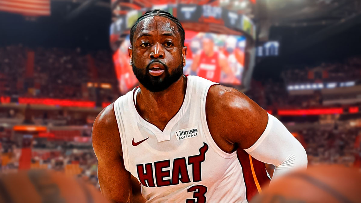 Dwyane Wade in a Heat jersey.