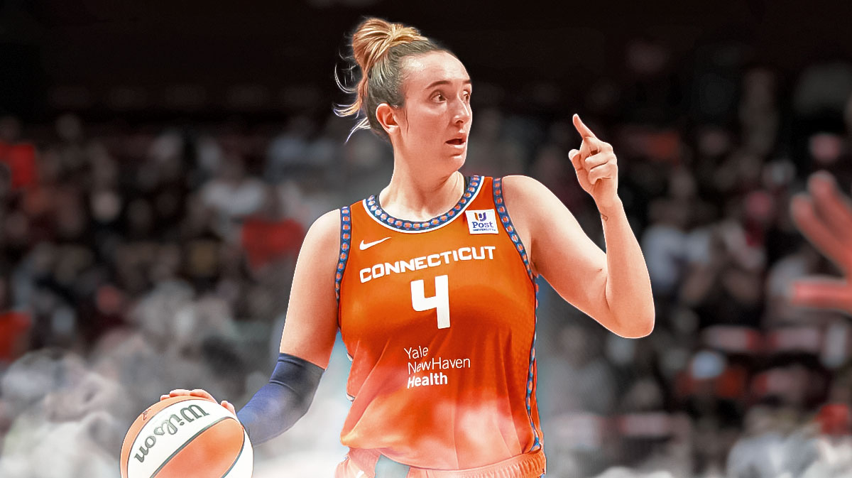 Connecticut Sun player Marina Mabrey with the Connecticut Sun arena in the background, WNBA playoff history