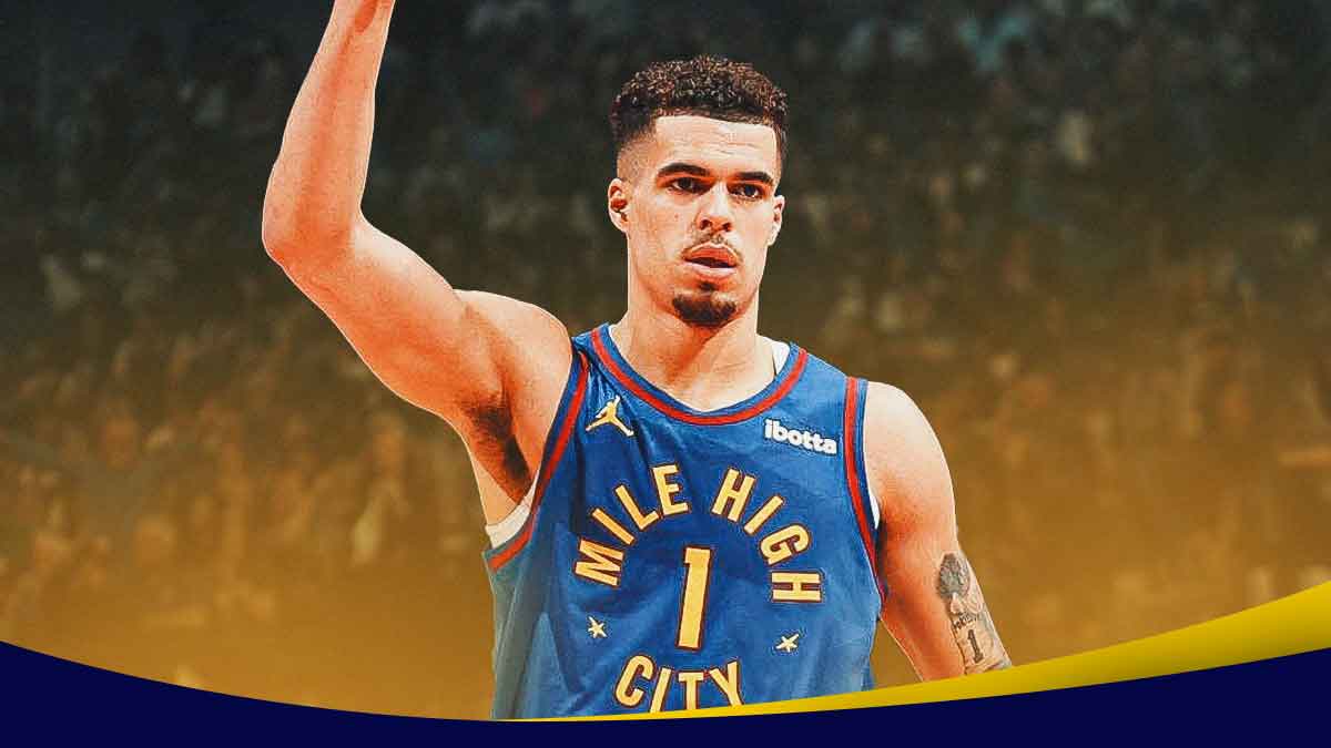 Denver Nuggets player Michael Porter Jr. with the Denver Nuggets arena in the background, body