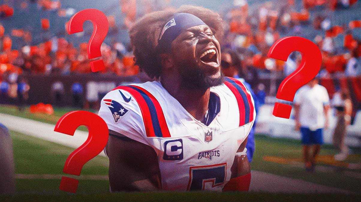Patriots Jabrill Peppers looking serious with question marks everywhere.