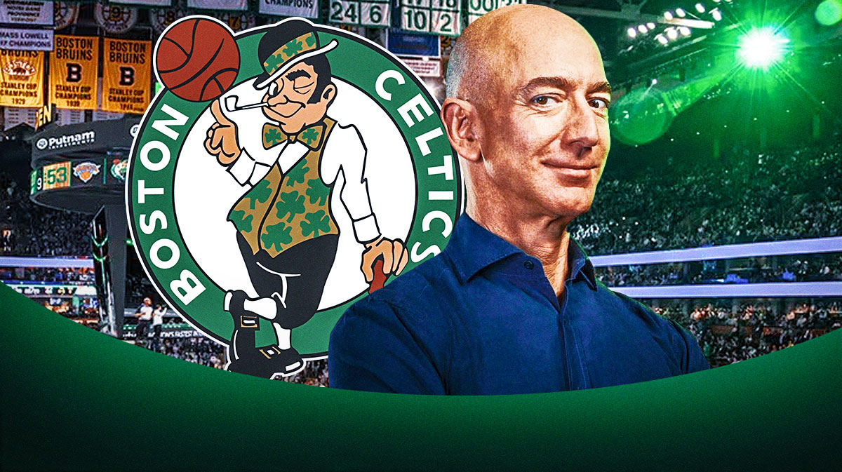 Boston Celtics logo and Amazon founder Jeff Bezos