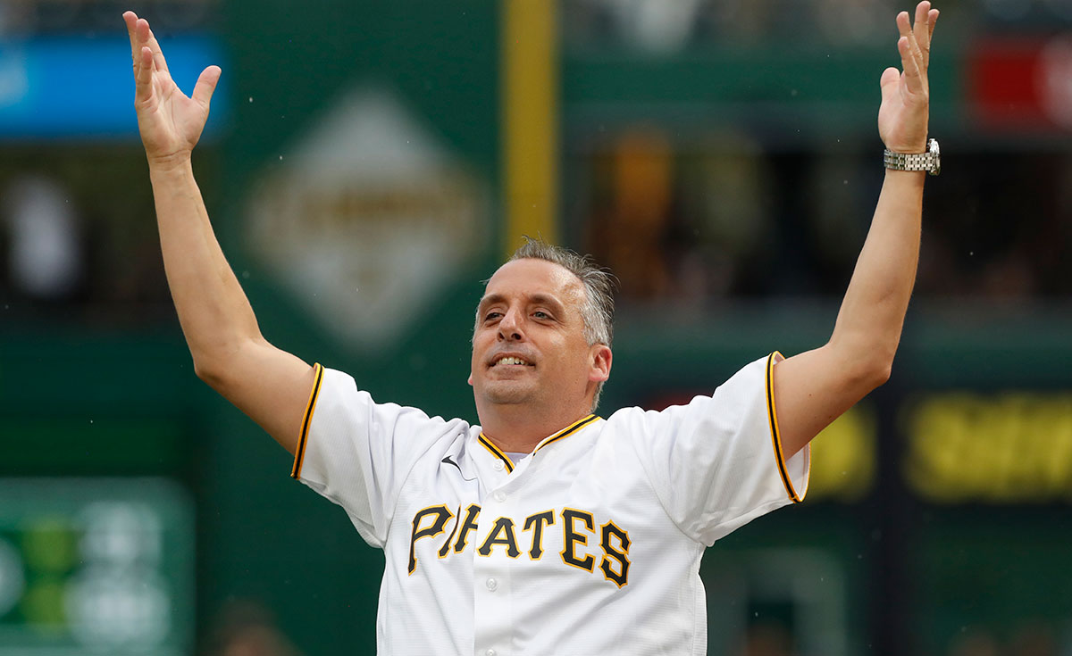 Joe Gatto reacting to first pitch at Pittsburgh Pirates game on July 15, 2023.