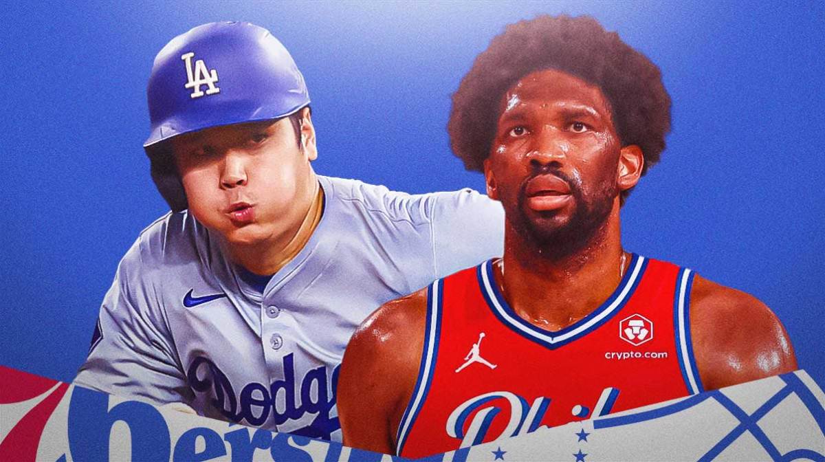 Joel Embiid beside Shohei Ohtani