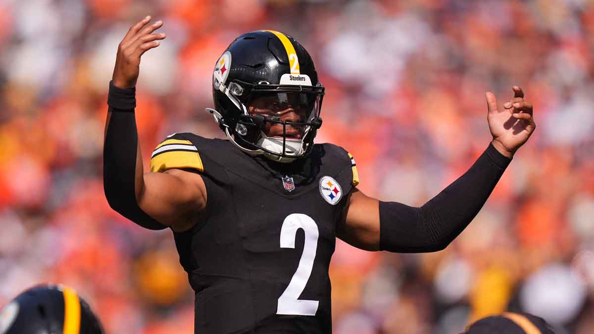 Pittsburgh Steelers quarterback Justin Fields (2) during the first quarter against the Denver Broncos at Empower Field at Mile High.