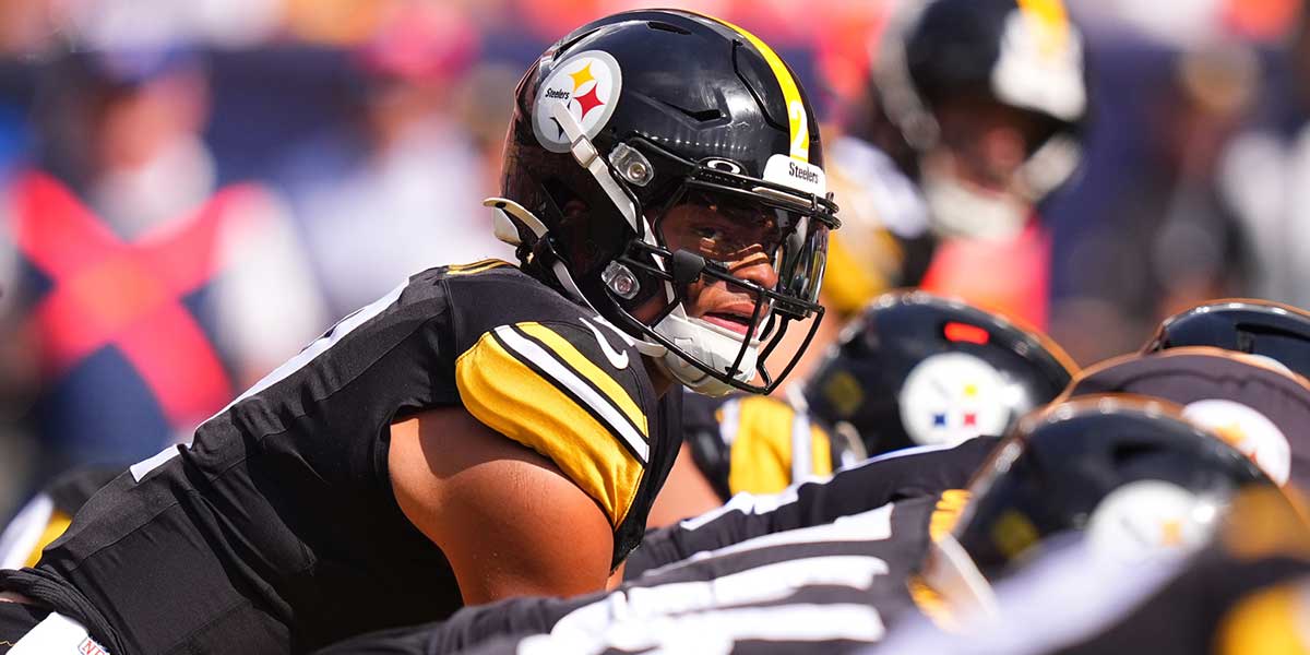 Pittsburgh Steelers quarterback Justin Fields (2) during the first quarter against the Denver Broncos at Empower Field at Mile High.