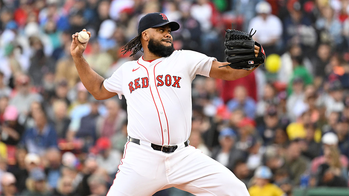 Boston Red Sox pitcher Kenley Jansen (74) pitches against the Minnesota Twins during the ninth inning at Fenway Park.