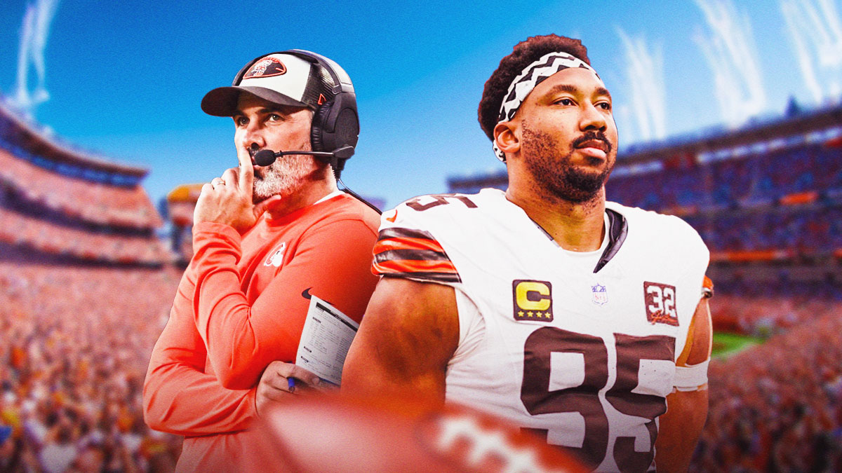 Cleveland Browns head coach Kevin Stefanski and defensive end Myles Garrett
