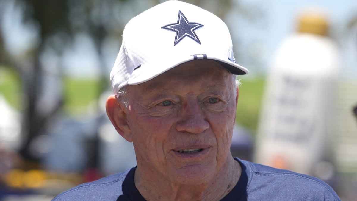 Dallas Cowboys owner Jerry Jones during training camp at Marriott Residence Inn-River Ridge Playing Fields. 