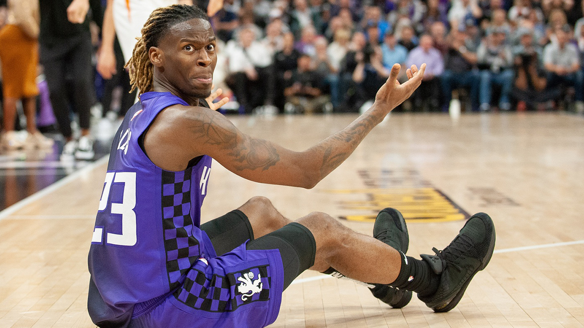 Kings guard Keon Ellis (23) reacts to a non call during the fourth quarter at Golden 1 Center. 