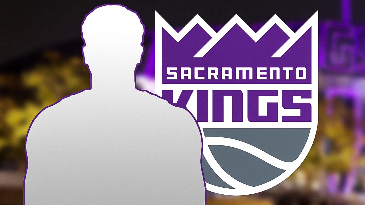 Silhouette of Terry Taylor with Sacramento Kings logo in background