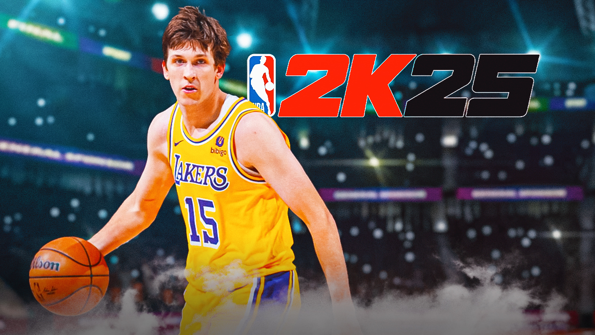 Austin Reaves beside NBA2K25 logo
