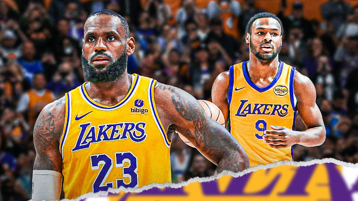 Lakers' LeBron James and Bronny James at Media Day