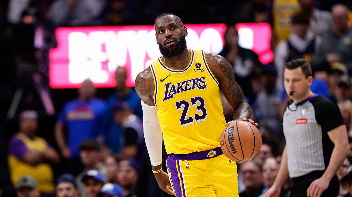 Los Angeles Lakers forward LeBron James (23) in the third quarter against the Denver Nuggets during game five of the first round for the 2024 NBA playoffs at Ball Arena.