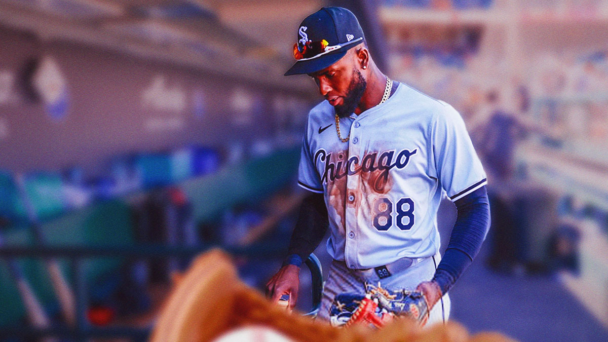 White Sox Luis Robert Jr. looking upset/frustrated.