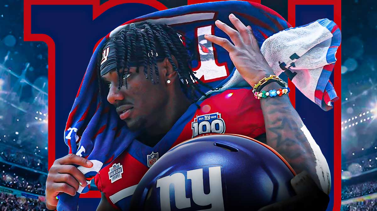 A scary Malik Nabers featuring a Giants BG.
