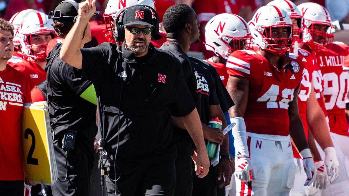 Nebraska Cornhuskers head coach Matt Rhule reacts during the second quarter against the UTEP Miners at Memorial Stadium.