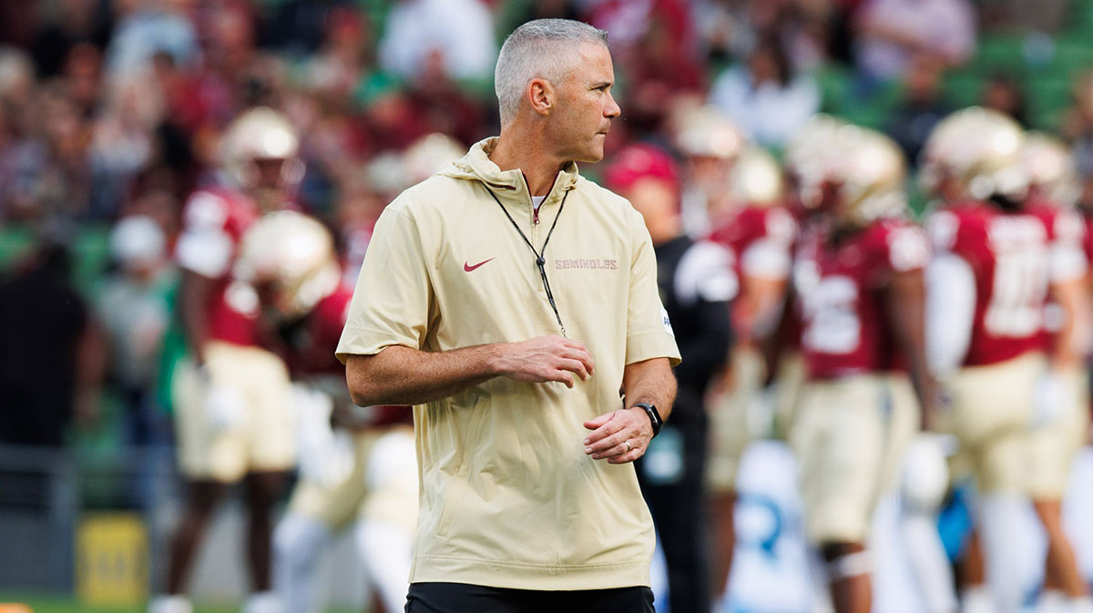 Florida State University head coach Mike Norvell before the game against Georgia Tech at Aviva Stadium.