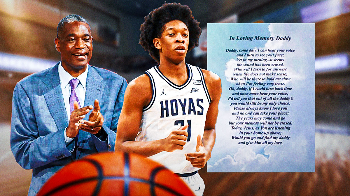Dikembe Mutombo next to his son Ryan Mutombo & a letter