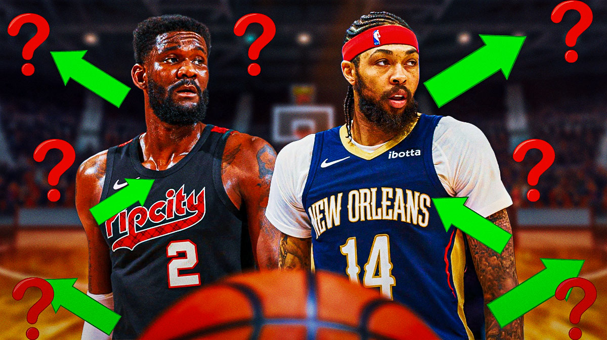 Deandre Ayton and Brandon Ingram with arrows pointing every which way and question marks on the graphic.